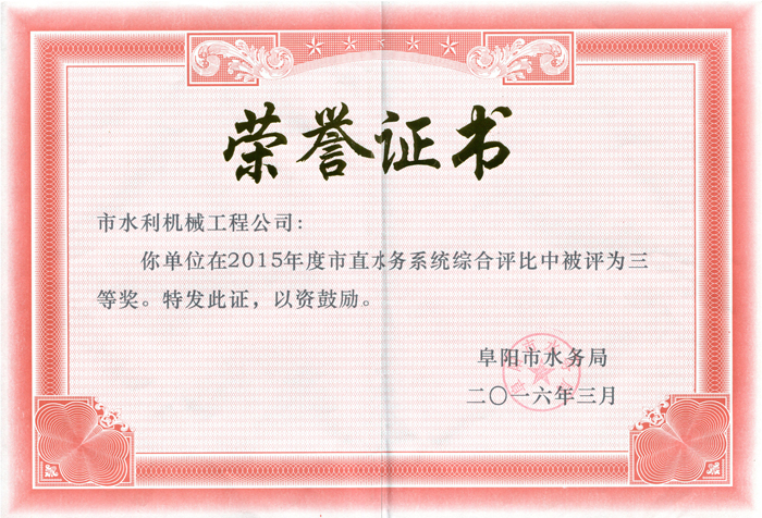 三等奖荣誉证书